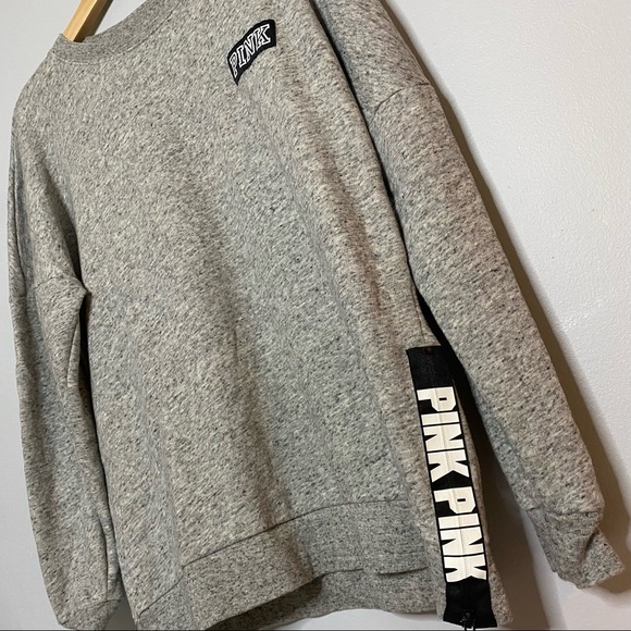 PINK Lightweight Logo Sweatshirt Large Spellout Gray Size Small - Picture 3 of 5